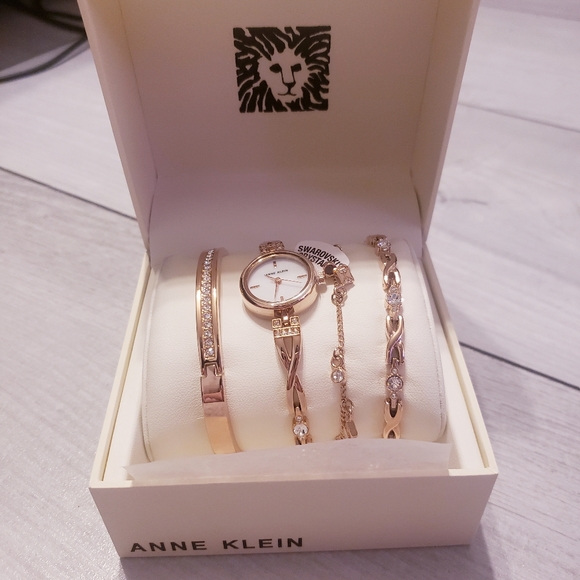 Anne Klein Rose Gold Swarovski Bracelet Watch Set main image 8